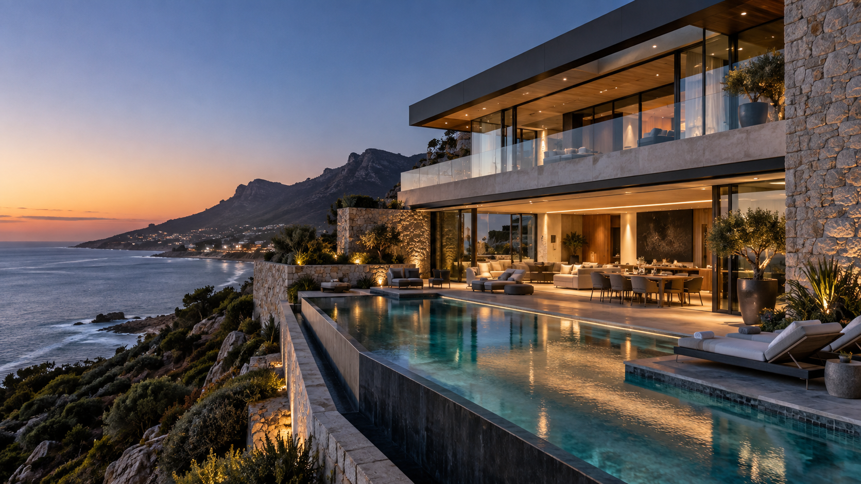 Contemporary coastal residence with infinity pool